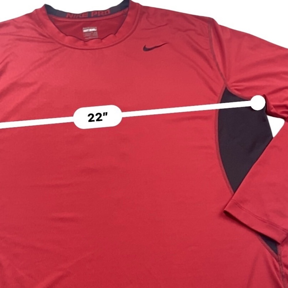 Nike Pro Mens XXL Red Black Long Sleeve Compression Shirt Nike FIT 356864-648 - Picture 8 of 11